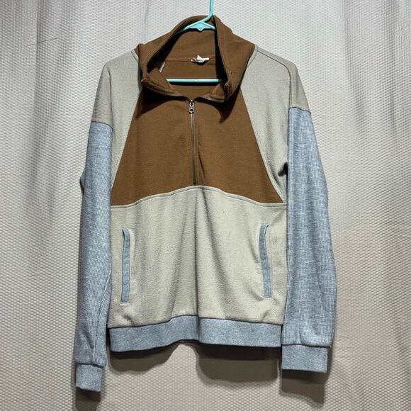 Hem & Thread Women's Colorblock Half Zip Pocket Pullover Sweatshirt Small - Picture 1 of 9
